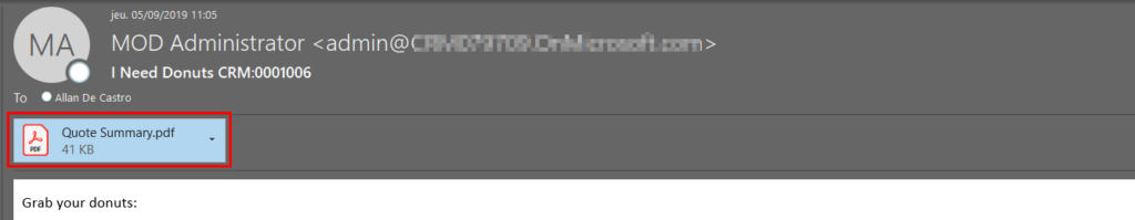 Email with PDF Quote